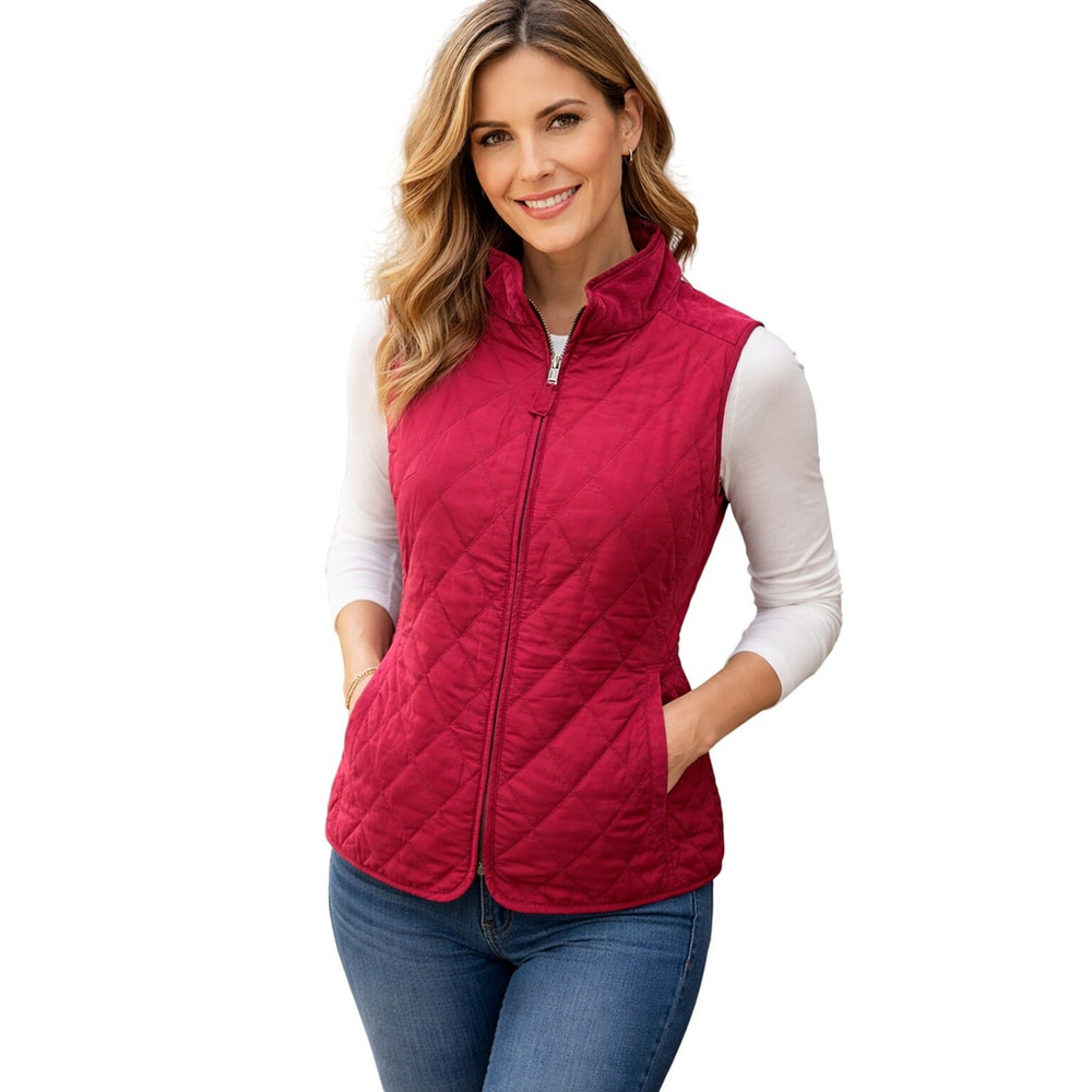 Talbots Fuschia Petite Puffer Quilted Vest NWOT